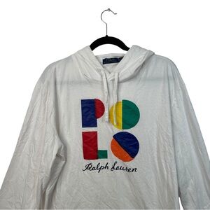 Polo Ralph Lauren White Hoodie XL Colorblock Logo Streetwear Core Casual